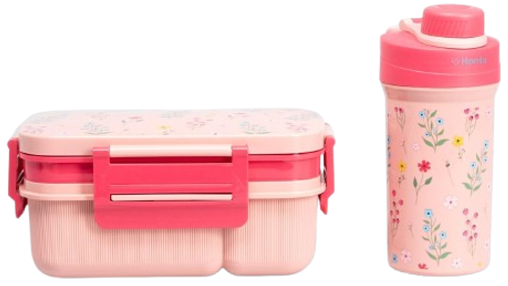 Zestaw Lunch box Homla Lusy różowy 1.8 l + kubek 0.5 l (5906496748882) - obraz 1