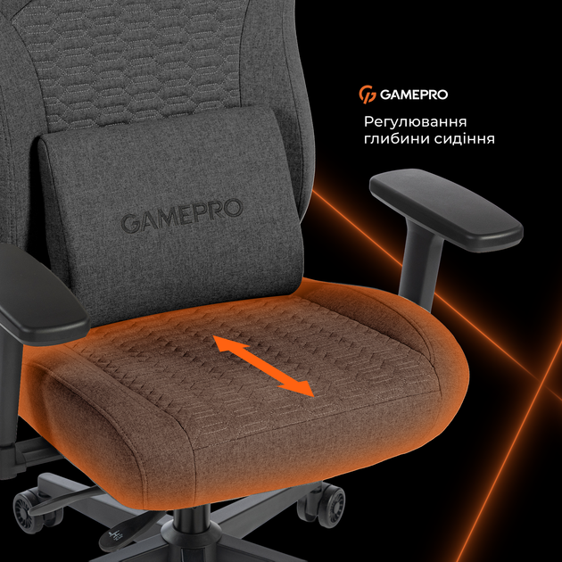 Геймерское игровое кресло с регулированной глубиной сидения GamePro GC760DG Dark Grey Fabric - изображение 13