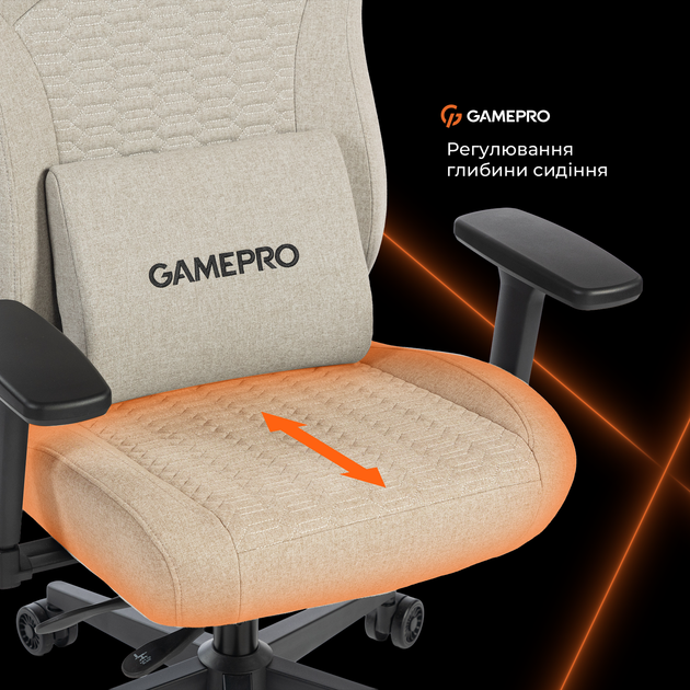 Геймерское игровое кресло с регулированной глубиной сидения GamePro GC760LG Light Grey Fabric - Фото 13 Геймерское игровое кресло с регулированной глубиной сидения GamePro GC760LG Light Grey Fabric - изображение 13