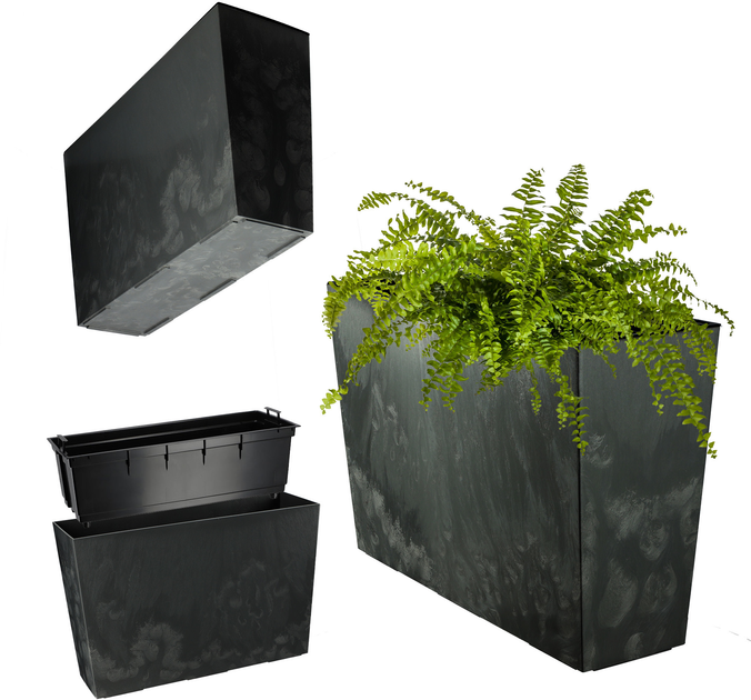Садове кашпо зі вставкою Kadax з бетонним візерунком Чорне 19x56 cm (5903699495551) - зображення 1