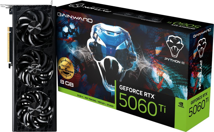 Відеокарта Gainward PCI-Ex GeForce RTX 5060 Ti Python III OC 8GB GDDR7 (128bit) (2662/28000) (HDMI, 3 x DisplayPort) (NE7506TS19P1-GB2062T) - зображення 9