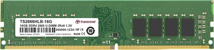 Оперативна пам'ять Transcend DDR4-2666 16384MB PC4-21300 (TS2666HLB-16G) - зображення 1