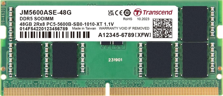 Оперативна пам'ять Transcend SO-DIMM DDR5-5600 49152MB PC5-44800 JetRam (JM5600ASE-48G) - зображення 1