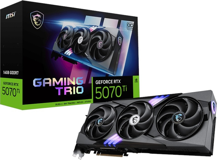Відеокарта MSI PCI-Ex GeForce RTX 5070 Ti GAMING TRIO OC 16G GDDR7 (256bit) (2572/28000) (HDMI, 3 x DisplayPort) (4711377301541) - зображення 7