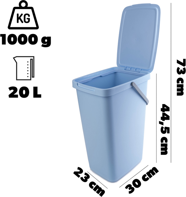 Kosz do segregacji odpadów Kadax z pokrywą 20 l Niebieski (5903699492963) - obraz 3