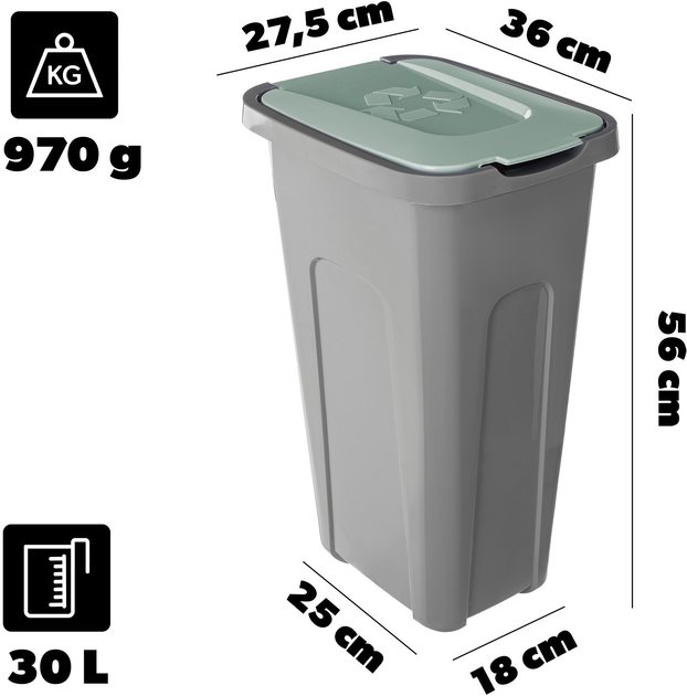 Kosz do segregacji odpadów Kadax z pokrywą 30 l (5906638302309) - obraz 3