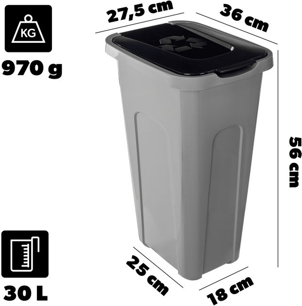 Kosz do segregacji odpadów Kadax z pokrywą 30 l (5906638302323) - obraz 3