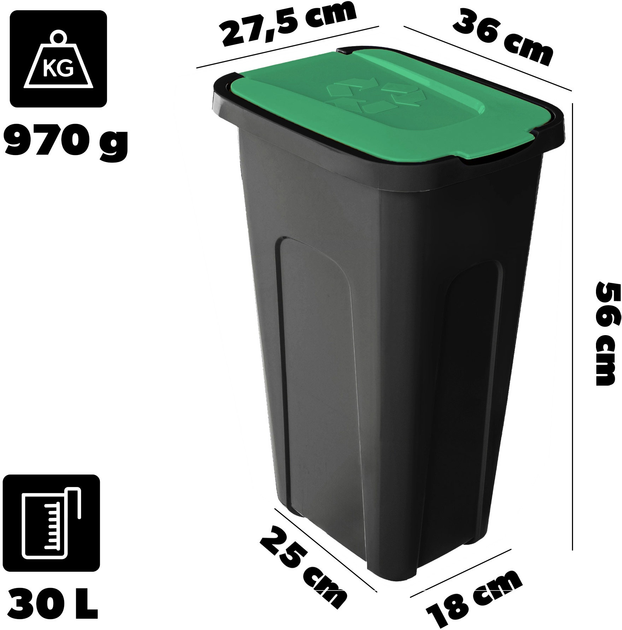 Kosz do segregacji odpadów Kadax z pokrywą 30 l (5906638305317) - obraz 5