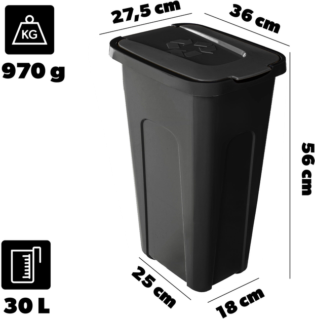 Kosz do segregacji odpadów Kadax z pokrywą 30 l (5906638305348) - obraz 5