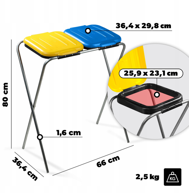 Підставка для пакетів для сортування сміття Kadax 120 л (5903699475904) - зображення 3