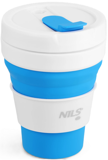 Kubek silikonowy składany Nils Camp NC4103 z pokrywką 475 ml Niebieski (5908261682995) - obraz 1