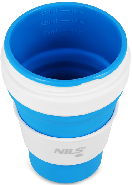 Kubek silikonowy składany Nils Camp NC4103 z pokrywką 475 ml Niebieski (5908261682995) - obraz 3