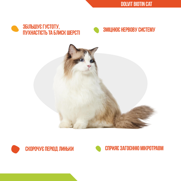 Вітаміни та добавки Dolfos Dolvit Biotin Cat - вітамінно-мінеральна добавка для підтримки здорового вигляду шкіри та шерсті 90 табл (191-90) - зображення 2