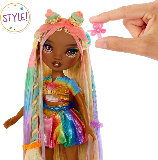 Лялька Rainbow High Hair Chalk & Style Doll Meline (Золота) (526797) (0035051526797) - зображення 3
