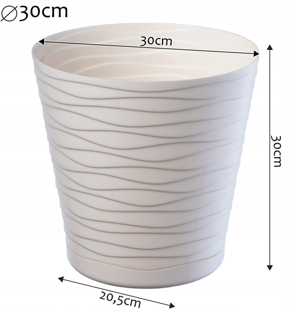 Doniczka z podstawką Kadax Kremowa 30 cm (5903699403952) - obraz 8
