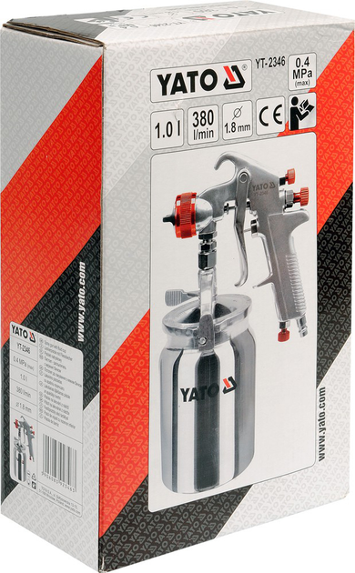Ppistolet lakierniczy Yato YT-2346 z dolnym zbiornikiem 1 l 1.8 mm (5906083923463) - obraz 2