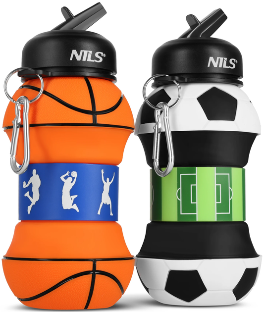 Butelka na wodę Nils Camp NC4104 Silikonowa, składana 550 ml Football (5908261683039) - obraz 10