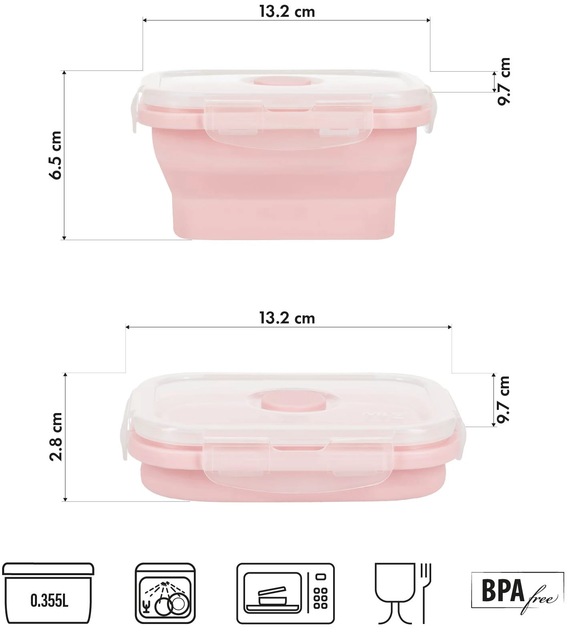 Pojemnik Nils Camp NC4105 składany, silikonowy 355 ml Różowy (5908261683077) - obraz 3