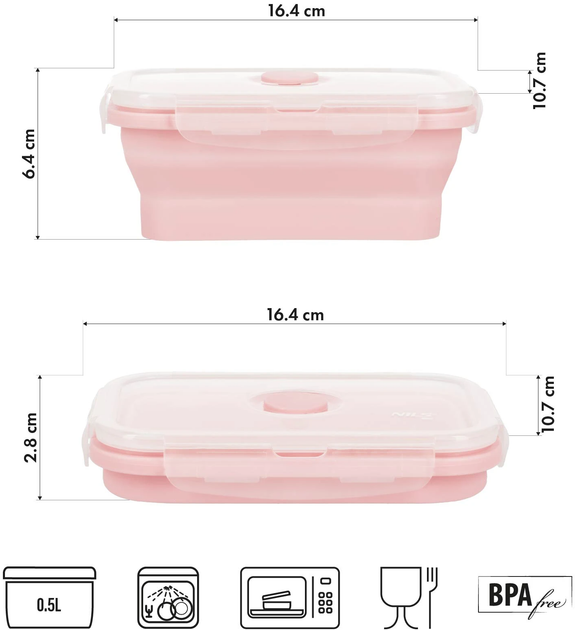 Pojemnik Nils Camp NC4105 składany, silikonowy 500 ml Różowy (5908261683091) - obraz 3