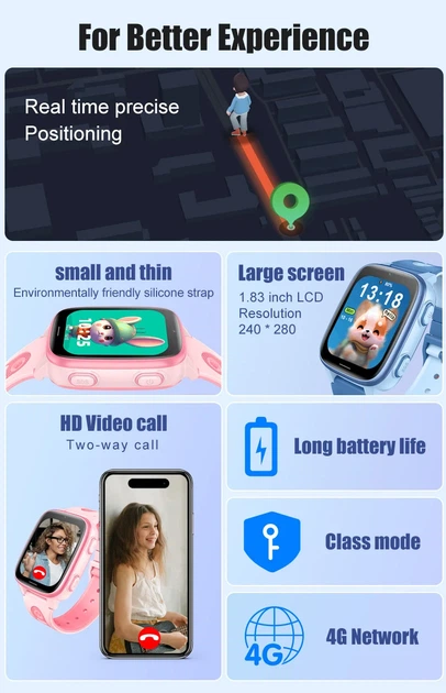 Смарт часы-телефон детские Wonlex CT23 с видеозвонком WI-FI GPS SIM-карта Pink (18355) - изображение 4