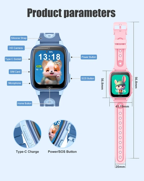 Смарт часы-телефон детские Wonlex CT23 с видеозвонком WI-FI GPS SIM-карта Pink (18355) - изображение 10
