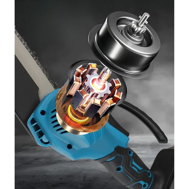 Акумуляторна ланцюгова міні пила 8 дюймів 48V 2 акумулятори Chain Saw електропила гілкоріз для обрізання дерев і розпилу дров в кейсі - Фото 5 Акумуляторна ланцюгова міні пила 8 дюймів 48V 2 акумулятори Chain Saw електропила гілкоріз для обрізання дерев і розпилу дров в кейсі - зображення 5