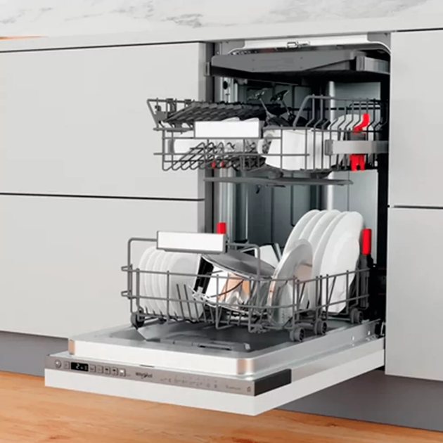 Посудомоечная машина Whirlpool WSIO3O34PFEX встраиваемая, 10компл., A+++, 45см, дисплей, инвертор, 3я корзина, белый - изображение 7