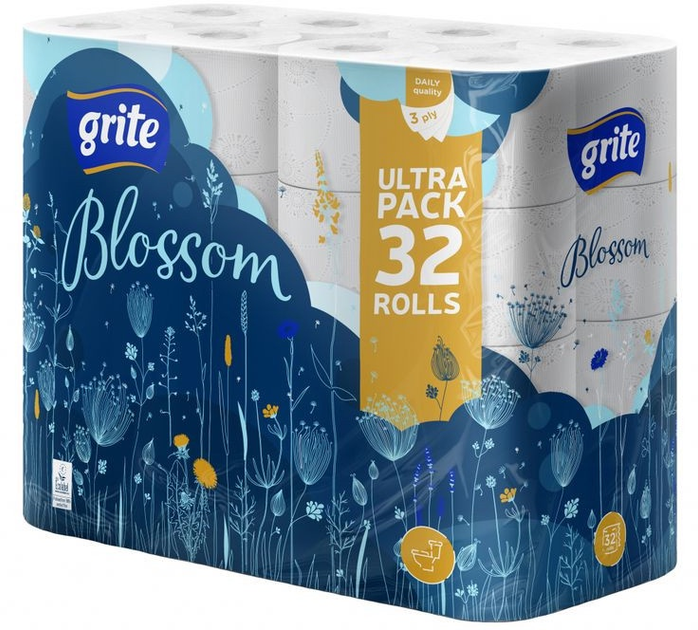 Набір туалетного паперу Grite Blossom тришаровий 32 шт (4770023348798) - зображення 1