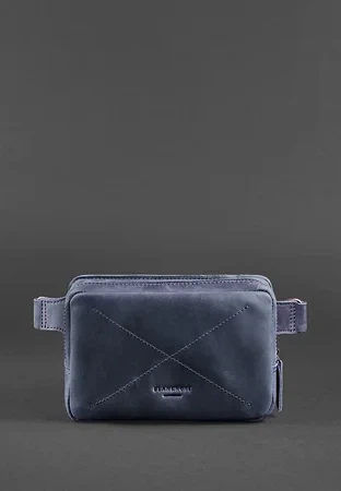 Шкіряна поясна сумка Dropbag Mini синя - изображение 2