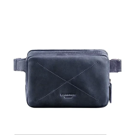 Шкіряна поясна сумка Dropbag Mini синя - изображение 10
