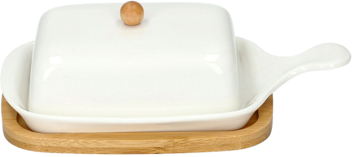 Maselniczka Homla Fincan porcelanowa z bambusową podstawką 22 cm (5902869958339) - obraz 1