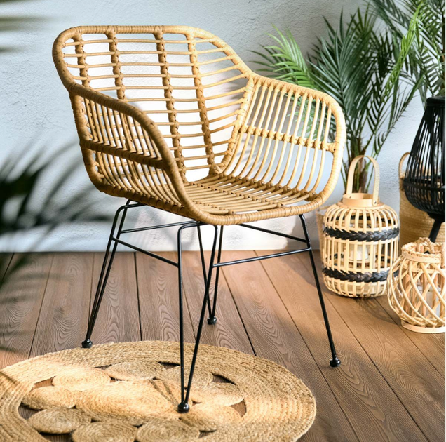 Krzesło plecione natyralne HOMLA 994825 JARDIN 57 x 62 x 81 cm (5902869994825) - obraz 8