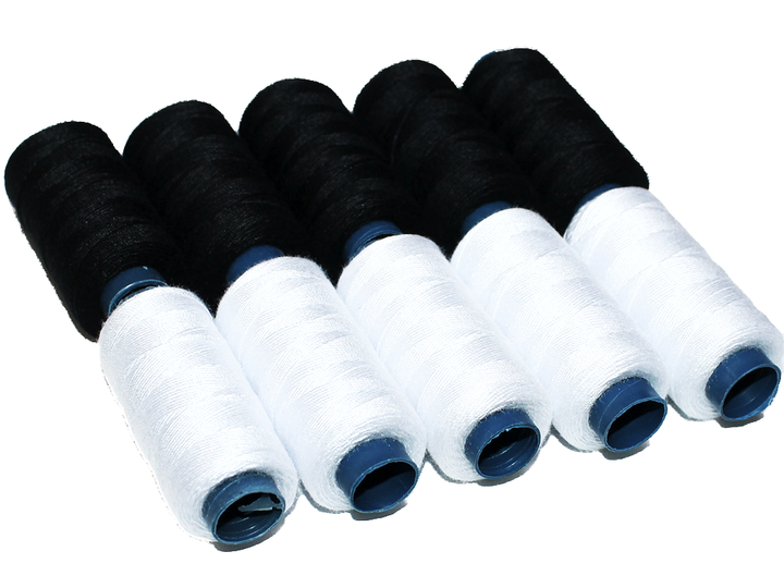 Нитки FROM FACTORY JNQ №40 5шт черные и 5шт белые - изображение 4