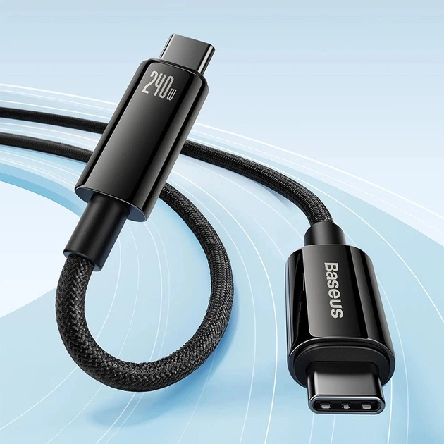 Кабель Baseus Tungsten Gold Fast Charging Type-C to Type-C 240W 2 м (CAWJ040101) - зображення 5