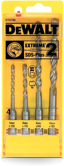 Zestaw wierteł DeWalt Extreme 2 SDS-Plus 4 szt (DT9700-QZ) - obraz 1