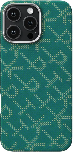 Чехол Pitaka Tactile Woven Case Monogram Green/Gold for iPhone 16 Pro (KI1601PTK) - изображение 15