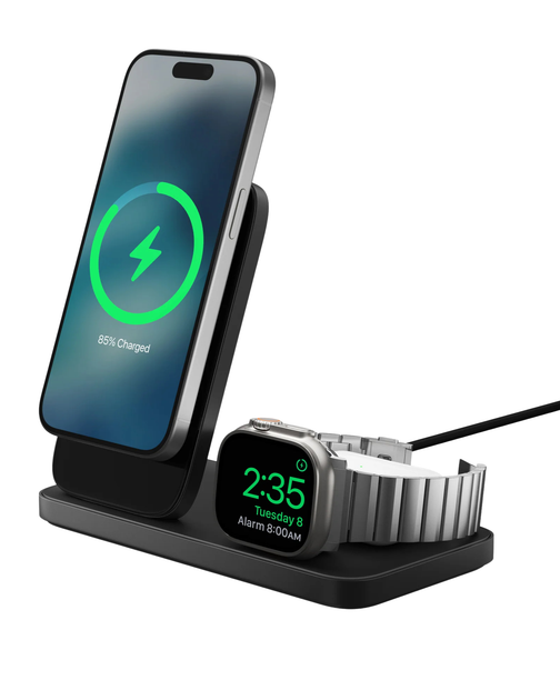 Бездротовий зарядний пристрій Nomad Stand One Max MagSafe 3-in-1 Charging Hub (2rd Gen) Carbide (NM014605858) - зображення 10