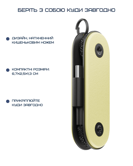 Кабель Native Union Pocket Cable USB-C to USB-C Lemon - Фото 8 Кабель Native Union Pocket Cable USB-C to USB-C Lemon - изображение 8