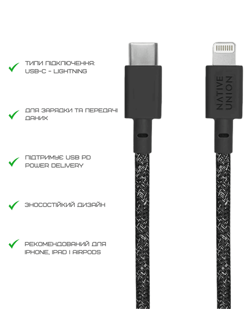 Кабель USB-C to Lightning Native Union Belt Cable Cosmos Black (1.2 m) (BELT-KV-CL-CS-BK-2) - изображение 14