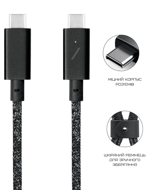 Кабель USB-C to USB-C Native Union Belt Cable Pro 240W Cosmos Black (2.4 m) (BELT-PRO2-COS-NP) - Фото 7 Кабель USB-C to USB-C Native Union Belt Cable Pro 240W Cosmos Black (2.4 m) (BELT-PRO2-COS-NP) - изображение 7