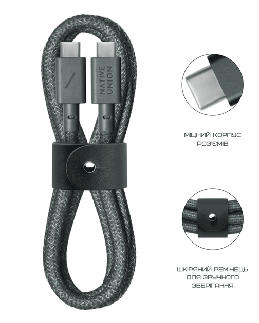 Кабель USB-C to USB-C Native Union Belt Cable Slate Green (1.2 m) (BELT-C-GRN-2-NP) - зображення 10