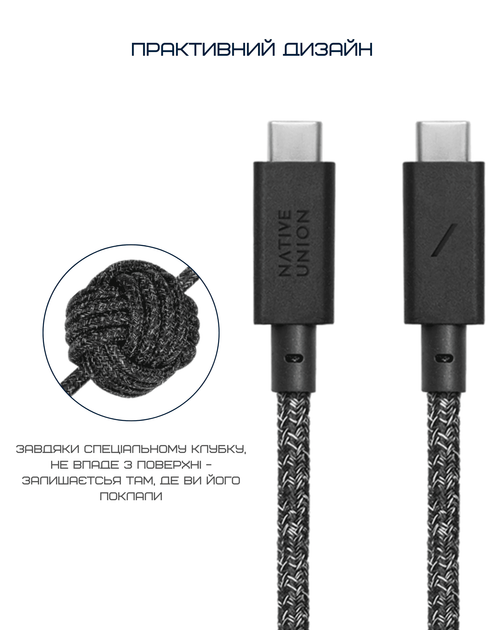 Кабель USB-C to USB-C Native Union Anchor Cable Pro 240W Cosmos Black (3 m) (ACABLE-C-COS-NP) - изображение 8