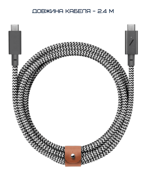 Кабель USB-C to USB-C Native Union Belt Cable Pro 240W Zebra (2.4 m) (BELT-PRO2-ZEB-NP) - Фото 10 Кабель USB-C to USB-C Native Union Belt Cable Pro 240W Zebra (2.4 m) (BELT-PRO2-ZEB-NP) - изображение 10