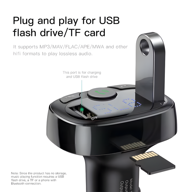 Bluetooth FM-трансмиттер Baseus для авто с USB зарядкой и MP3-плеером - изображение 3