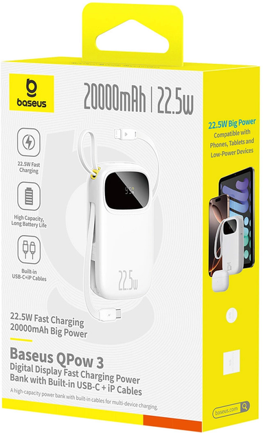 Powerbank Baseus EnerFill FC31 20000 mAh 22.5W White (6932172691189) - obraz 4