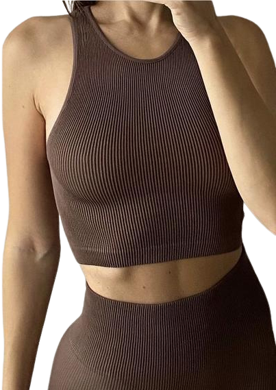 Топ в рубчик женский из микрофибры с открытыми плечами Giulia Halter Top RIB Deep Taupe S/M Коричневый - Фото 1 Топ в рубчик женский из микрофибры с открытыми плечами Giulia Halter Top RIB Deep Taupe S/M Коричневый - изображение 1