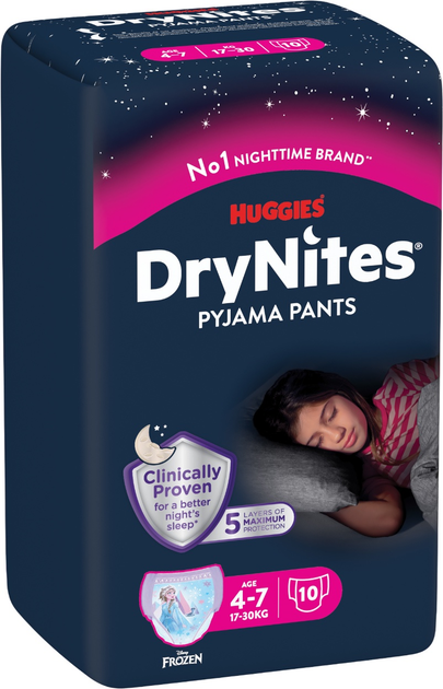Pieluchomajtki Huggies DryNites dla dziewczynek rozmiar M 4-7 lat 17-30 kg 3 x 10 szt (5029054546963) - obraz 3