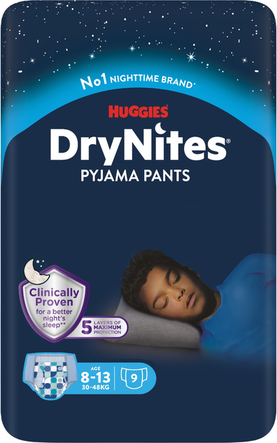 Pieluchomajtki Huggies DryNites dla chłopców rozmiar L 8-13 lat 30-48 kg 3 x 9 szt (5029054546987) - obraz 2