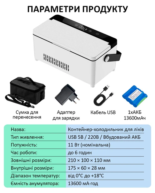 Медичний портативний міні холодильник Coolbox KJX-108 для ліків