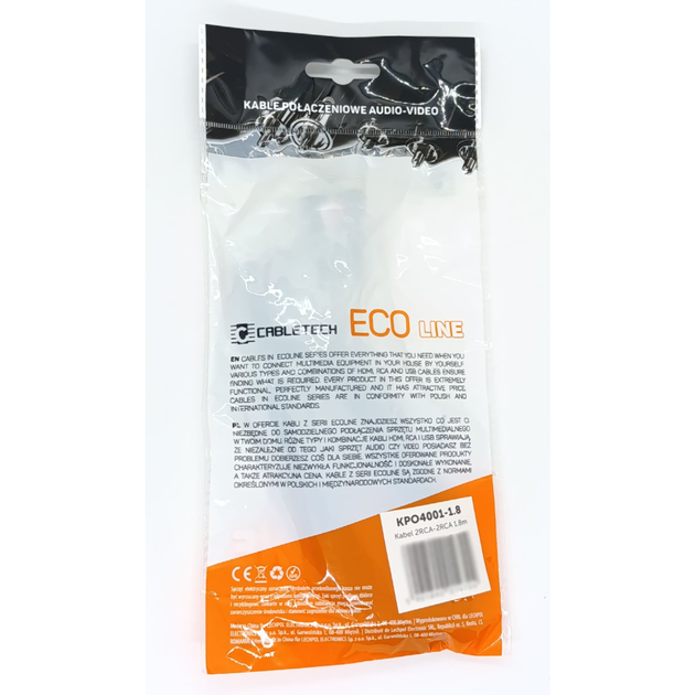 Audio - Video Инсертный Кабель Cabletech Eco-line 2RCA - 2RCA Cable 1.8м Black - изображение 7